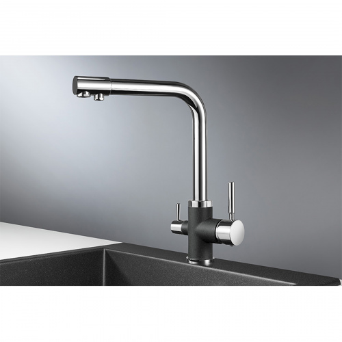 Смеситель для кухни GR-3015, хром/черный, Granula _3