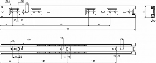 Направляющая шариковая L-400 h=35 GRIDLI B_2
