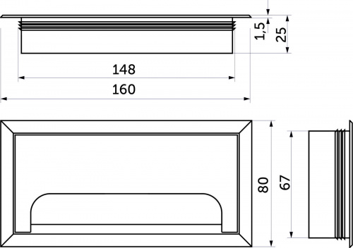 Пропуск кабельный металл 80х160мм черный AKS_2