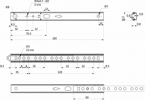 Направляющая шариковая L-182 h=17 AKS A_2