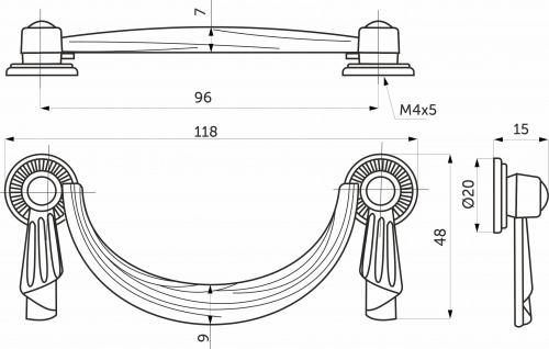 Ручка меб. скоба мет. NICE 96 старое золото AKS_2