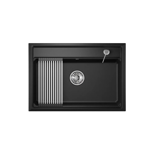 Мойка кварц, прямоугольная, KS-7301, 730*510мм, черный металлик, на столешницу, Granula_1