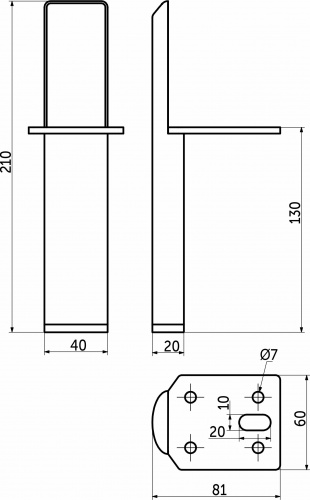 Опора меб. мет. KLEO h130 для пуфов инокс AKS_2