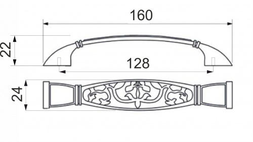 Ручка меб. скоба мет. ELIN 128 старое золото AKS_2