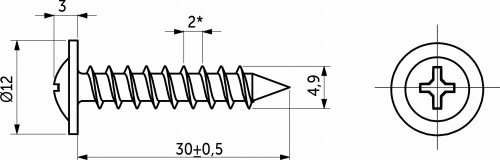 Саморез с прессшайбой острый 5,0*30 (уп/5тыс.), РП_2