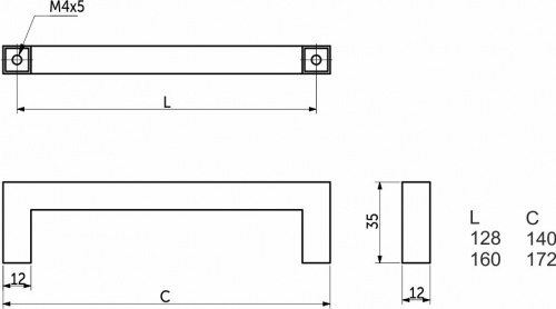 Ручка меб. скоба мет. BASE 160, шлифованное золото, AKS_2