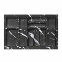 Лоток для столовых приборов 800 MARBLE 735*485, черно-серый мрамор AKS фотография