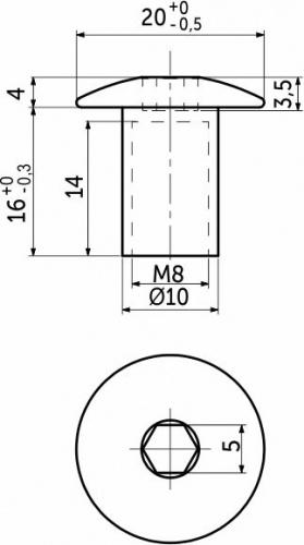 Гайка Ericson М8*16*20, полукруглая головка, белый цинк (уп/1тыс.шт)_2