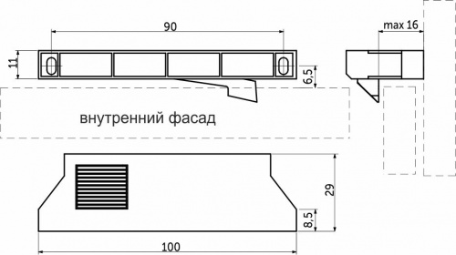 Ручка с поводком внутреннего ящика Slimbox AKS 8,5-16мм белая_2