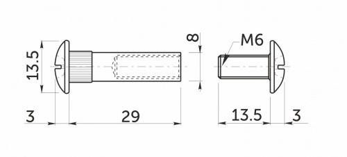 Стяжка межшкафная d8 М6х29мм (уп/10шт) AKS_2
