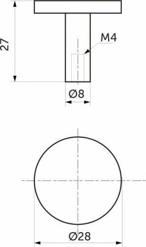 Ручка меб. кнопка мет. PUNTO матовый хром, AKS_2