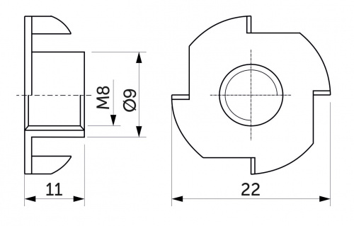 Гайка усовая (носковая) М8*11 белый цинк (уп/1тыс.шт) AKS_2