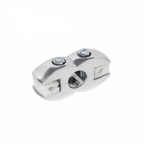 Соединитель стекло/плита к трубе d25 (551) двойной (с вкладышами), хром AKS_1