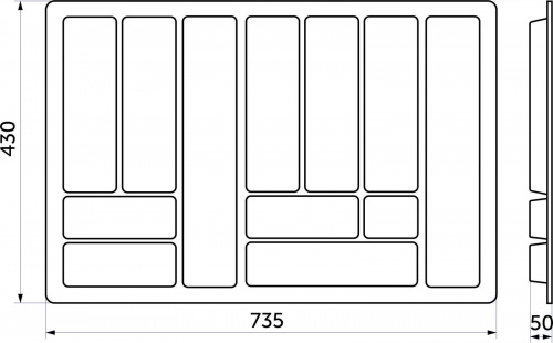 Лоток для столовых приборов 800 COMFORT (735*430), металлик РП_2