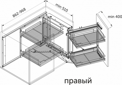 Магический угол правый, хром AKS_2