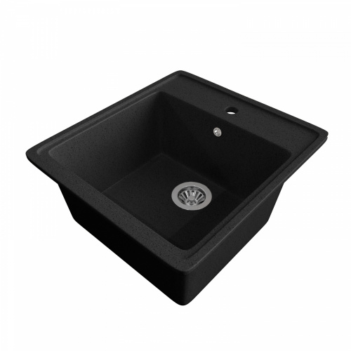Мойка каменная, прямоугольная одночашевая, GS-10, 460*505мм, черный, врезная, Gamma Stone_1