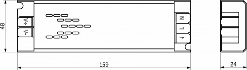Блок питания Indoor 60W/24V, серия 6, медленный запуск, с диммированием, быстрозажимные клеммы, AKS_2