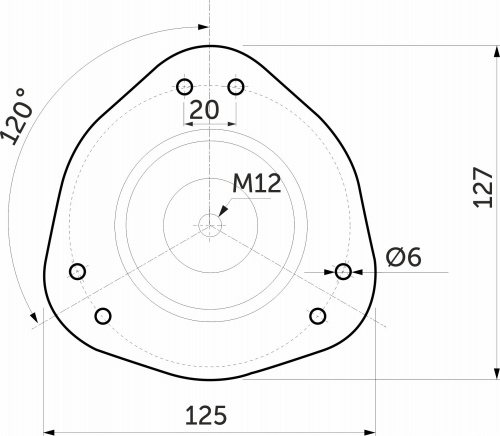 Крепление к опоре d60 М12 блин, черный AKS_2