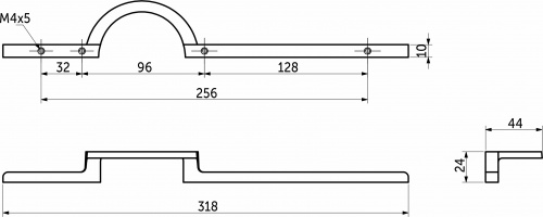 Ручка меб. скоба мет. ELEGANCA 256, брашированное золото, AKS_2
