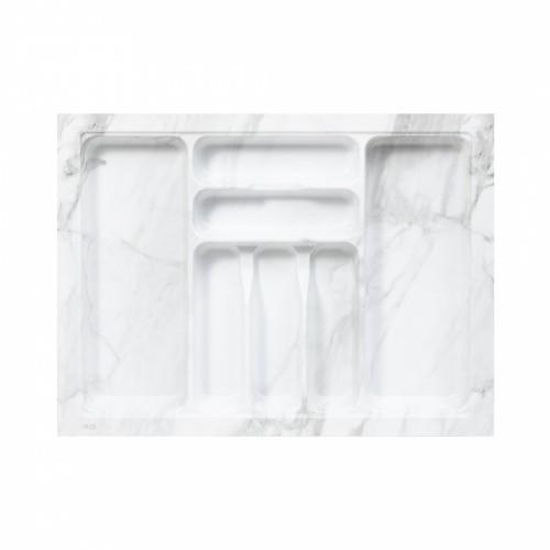 Лоток для столовых приборов 700 MARBLE 635*485, бело-серый мрамор AKS_1