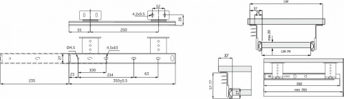 Направляющая шариковая L-350 h=27 AKS под клавиатуру_2