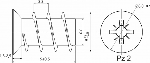 Шуруп EURO ES 5,0*9 (уп/10тыс.шт) РП_2