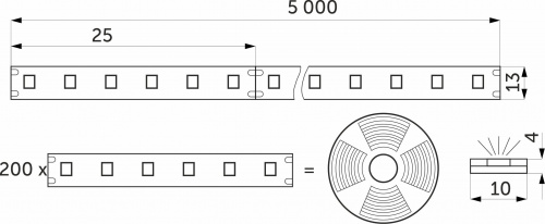 Лента светодиодная термостойкая, подводная - 14,4W/m, 24V, 13мм, 2835, 240 д/м, IP68, теплый белый (3000К), 5м, AKS_2