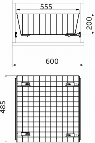 Выдвижная корзина для белья 600 (555*485*200) б/н, графит WIEXPOL_2