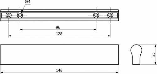 Ручка меб. скоба пластик. С-24 96/128 металлик без саморезов_2