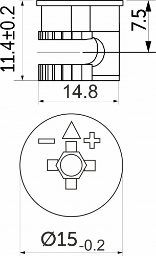Эксцентрик 15x11,5 для плиты 16 мм (уп/100шт) AKS_2