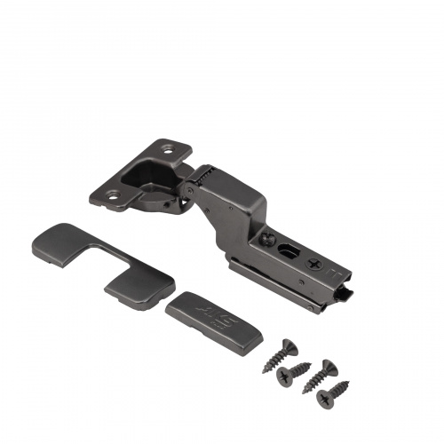 Петля внутренняя с доводчиком 45мм h0 clip-on AKS PLUS 3D узкая черная (саморезы, заглушки)_3