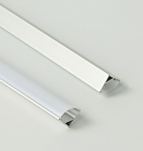 Профиль алюминиевый угловой ORION-1616C с экраном, круглый экран, цвет алюмин, 2м, AKS (в комплекте 4 заглушки и 4 крепления)_5