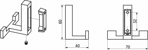 Крючок меб. двухрожковый мет. LEGGO шлифованный титан AKS_2