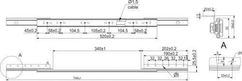 Механизм для раздвижных столов внешний синхронный со стопором 39-520, AKS_2