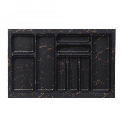 Лоток для столовых приборов 800 MARBLE 735*485, черно-золотой мрамор AKS_1