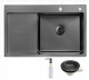 Мойка н/сталь, прямоугольная одночашевая, 780*490мм, мат графит, PVD, мойка справа, с крылом, врезн на/вровень столешнице, AKS (3,2мм)_preview_1