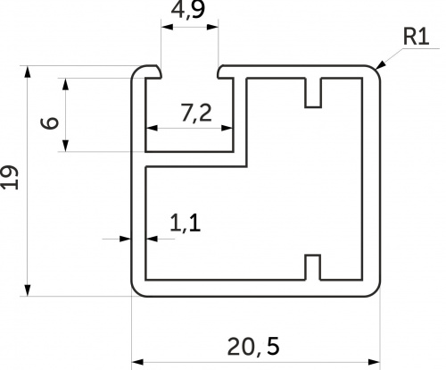 Профиль алюминиевый для рамочных фасадов Z-1 серебро (L-6000) АЛЮТЕХ (0101.A00.D6)_2