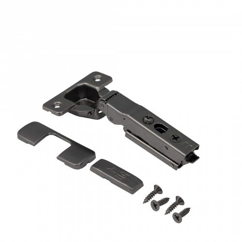 Петля накладная с доводчиком 45мм h0 clip-on AKS PLUS 3D узкая черная (саморезы, заглушки)_3
