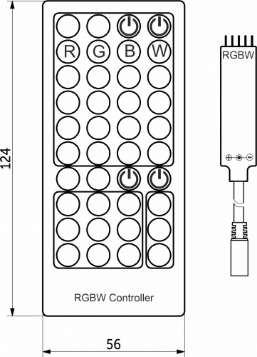 Контроллер для светодиодной ленты RGBW, с пультом, 12/24V, 192W/384W, AKS_2