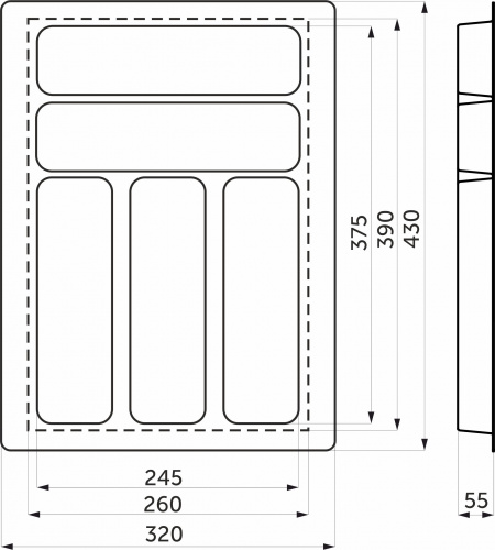 Лоток для столовых приборов 400 BASIC 320*430, серый AKS_2