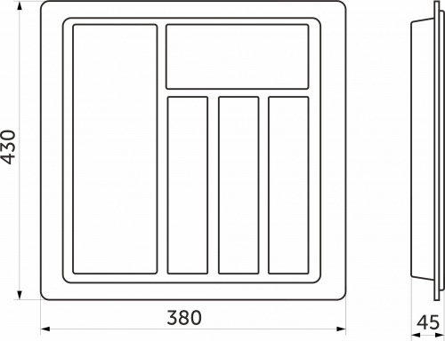 Лоток для столовых приборов 450 STANDARТ (380*430), металлик РП_2