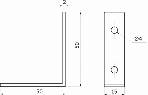 Уголок металлический FSC-04 50х50х15 (2,0), белый цинк (уп/100шт) AKS_2