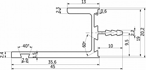 Ручка-профиль алюм. врезная L-образная, 4м, белый AKS_2