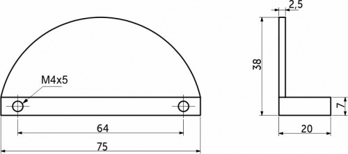 Ручка меб. скоба алюм. FUN 64, шампань, AKS_2