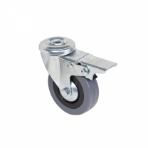 Колесо меб. TECH d75 h100 под винт М10 с торм., серый AKS фотография