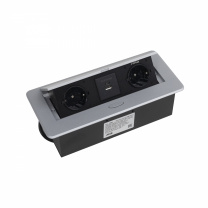 Выдвижной удлинитель Nova USB, 2 розетки, USB A + USB C, алюминий, AKS фотография