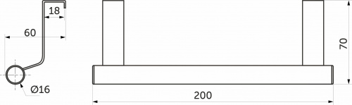 Кронштейн-релинг L-200мм с крючками на фасад, инокс_2