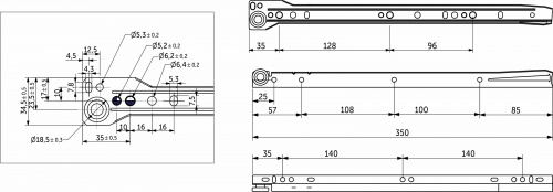 Направляющая роликовая L-350 1,0мм GRIDLI белая_2