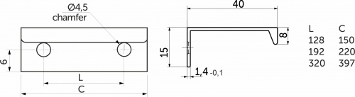 Ручка меб. накладная алюм. СА-1 192/220 металлик_2