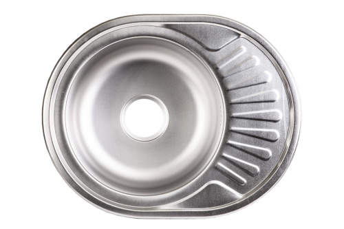 Мойка н/сталь, овальная одночашевая, 570*450мм, матовый хром, врезная на столещницу, AKS (0,8мм)_1